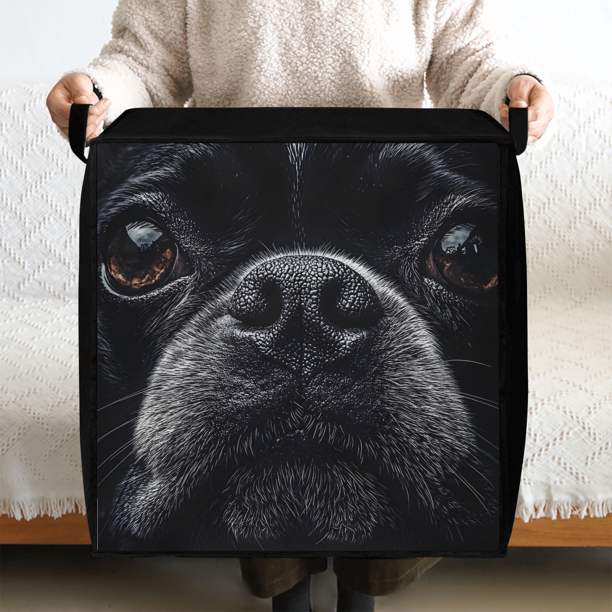 Boston Terrier Dog Face Closeup Storage Box Bag