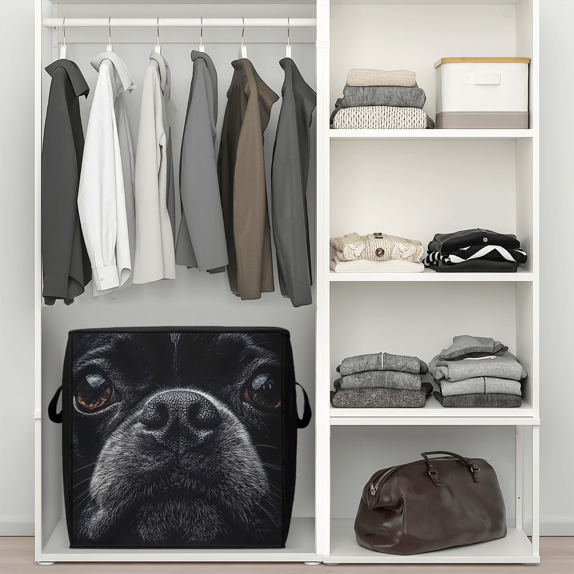 Boston Terrier Dog Face Closeup Storage Box Bag