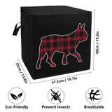 Red Plaid Boston Terrier Dog Silhouette Storage Box Bag