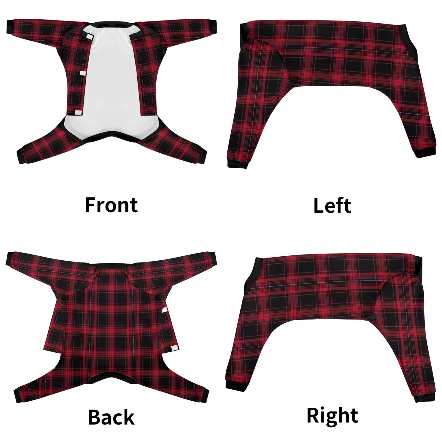 Red Plaid Dog Pajama - Ultra-Soft and Stretch