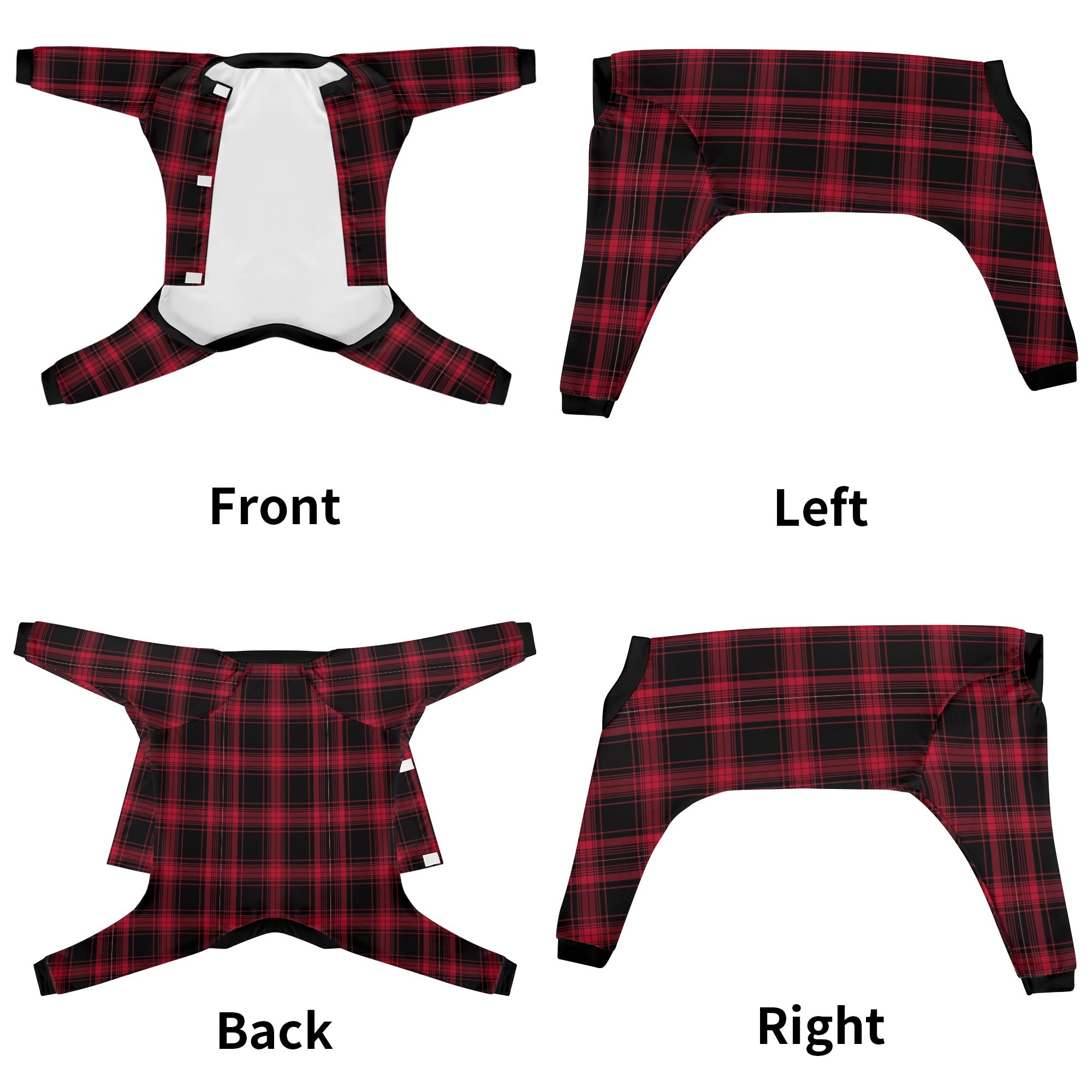 Red Plaid Dog Pajama - Ultra-Soft and Stretch