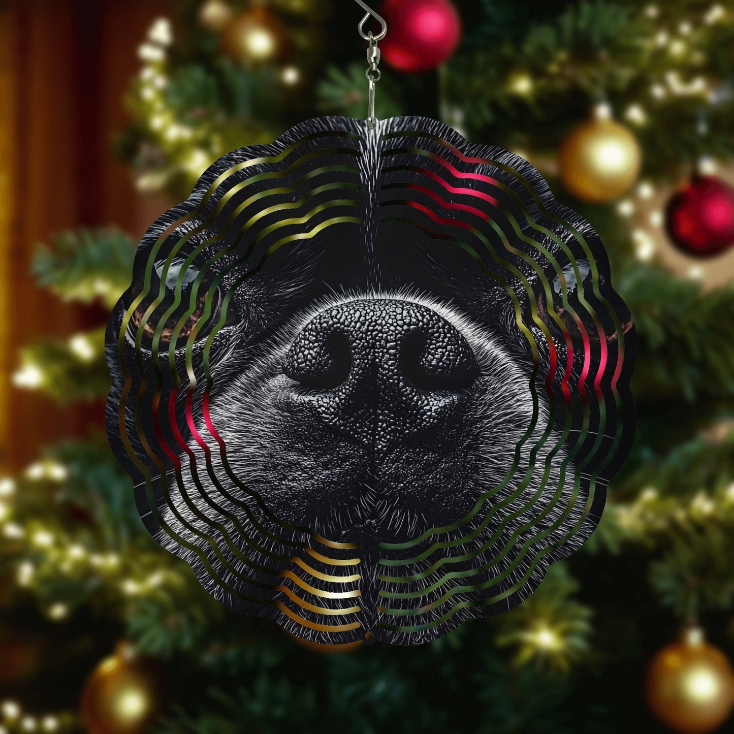 Boston Terrier Nose Cute Round Hanging Wind Spinner for Decor