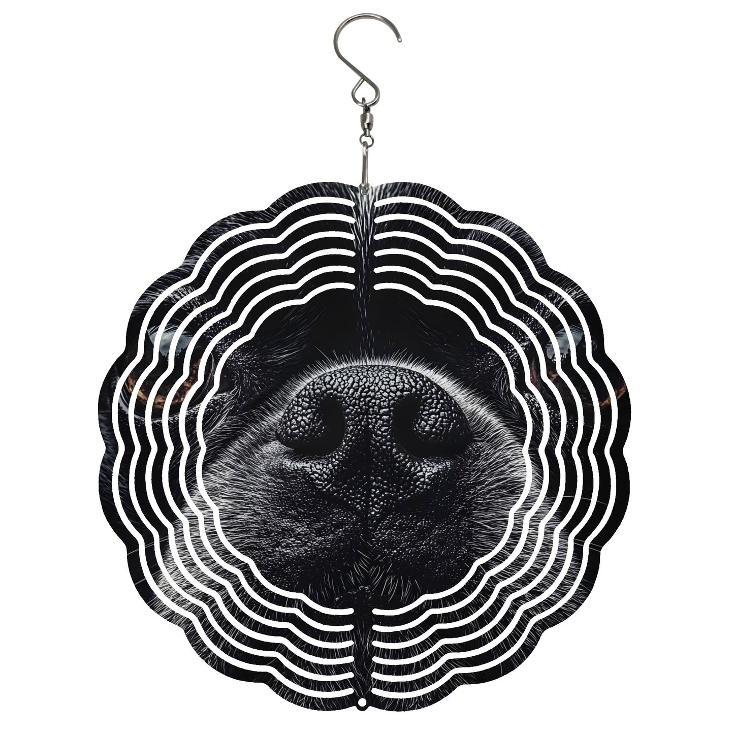 Boston Terrier Nose Cute Round Hanging Wind Spinner for Decor