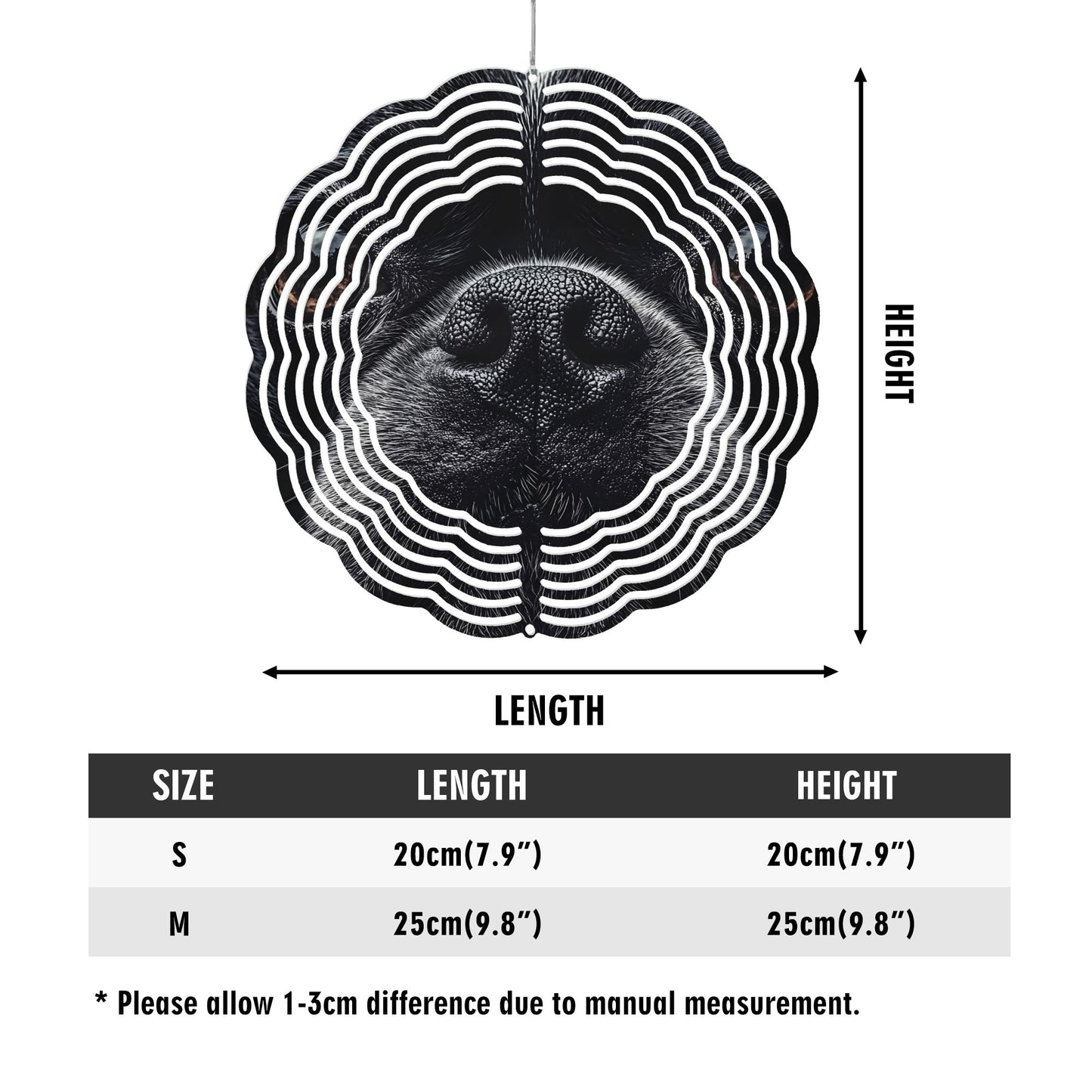 Boston Terrier Nose Cute Round Hanging Wind Spinner for Decor