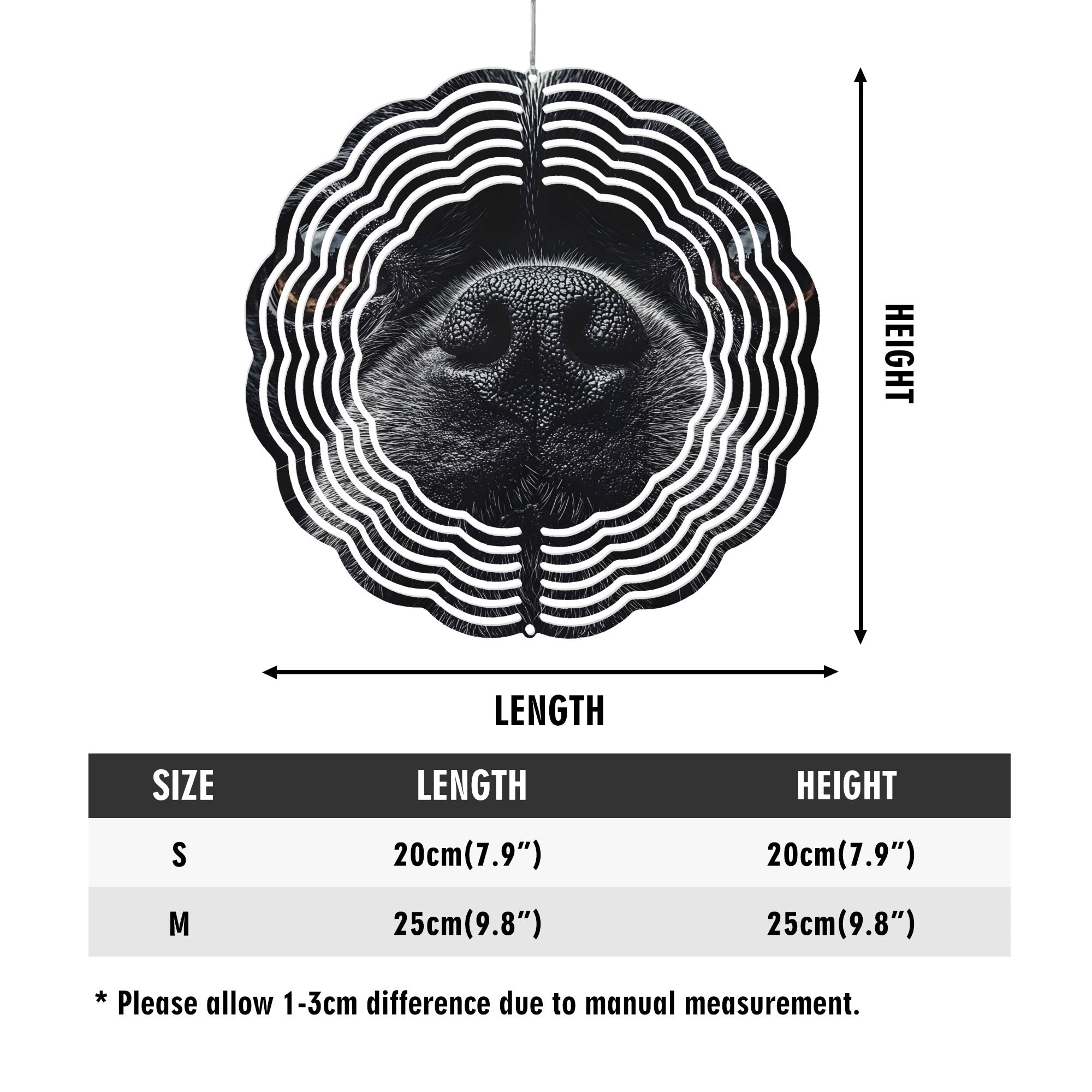 Boston Terrier Nose Cute Round Hanging Wind Spinner for Decor