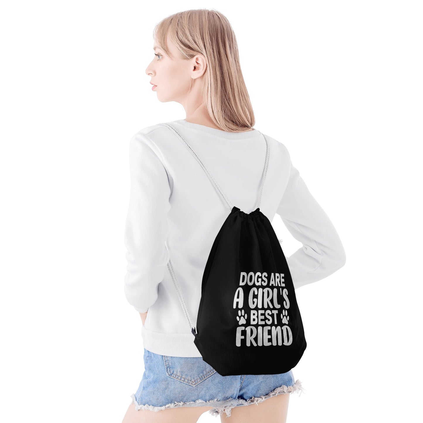 Dogs Are A Girls Best Friend Drawstring Bag