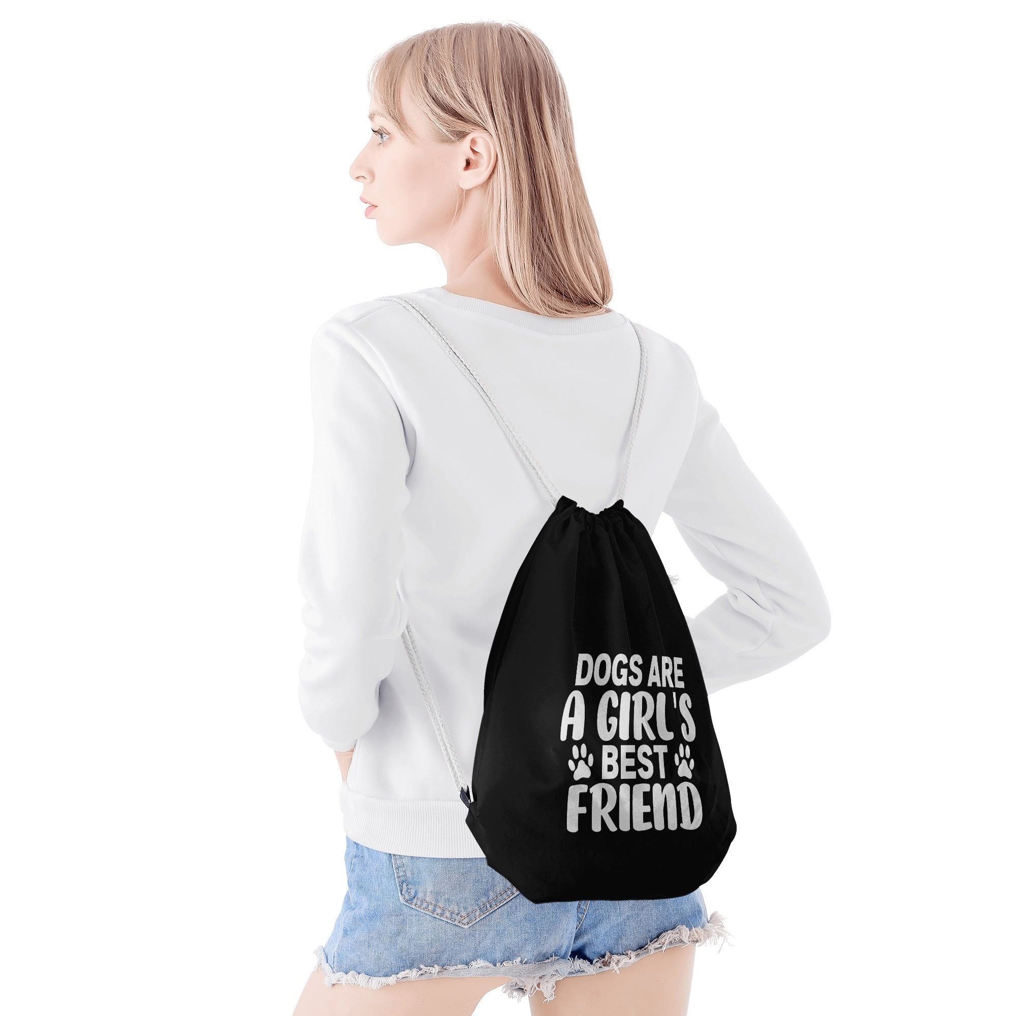 Dogs Are A Girls Best Friend Drawstring Bag