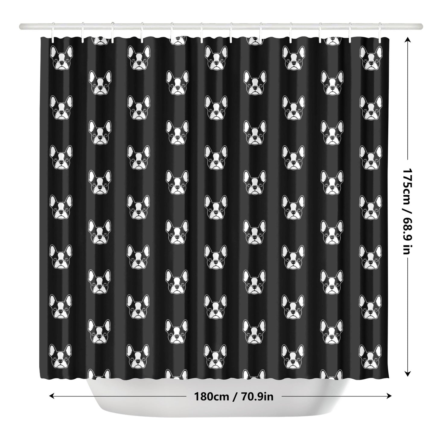 Bostie Faces Shower Curtain - Black