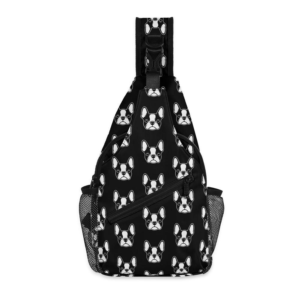 Bostie Faces Chest Crossbody Bag with Adjustable Strap