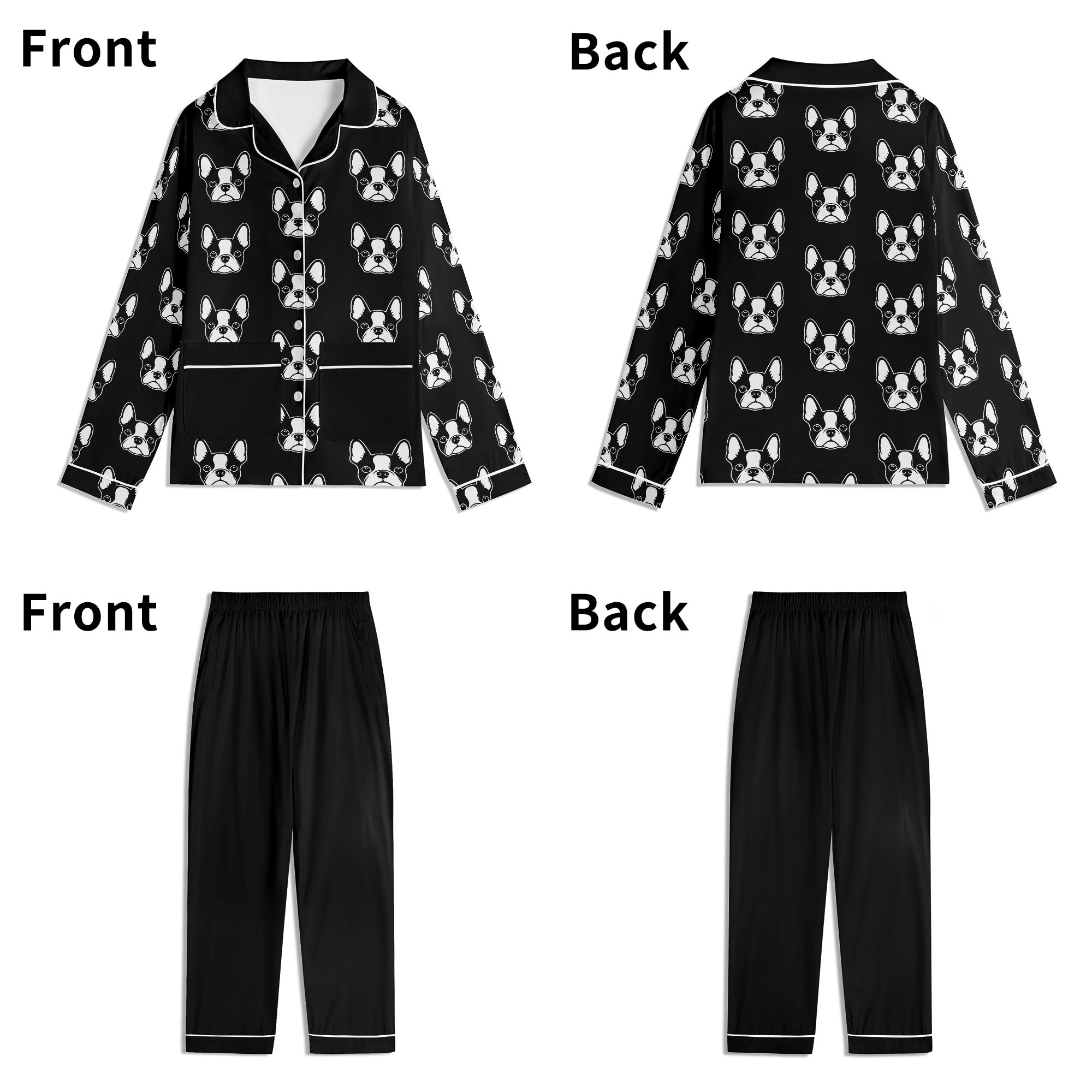 Bostie Faces Childrens Long Sleeve Nightwear Pajama Set with Pockets