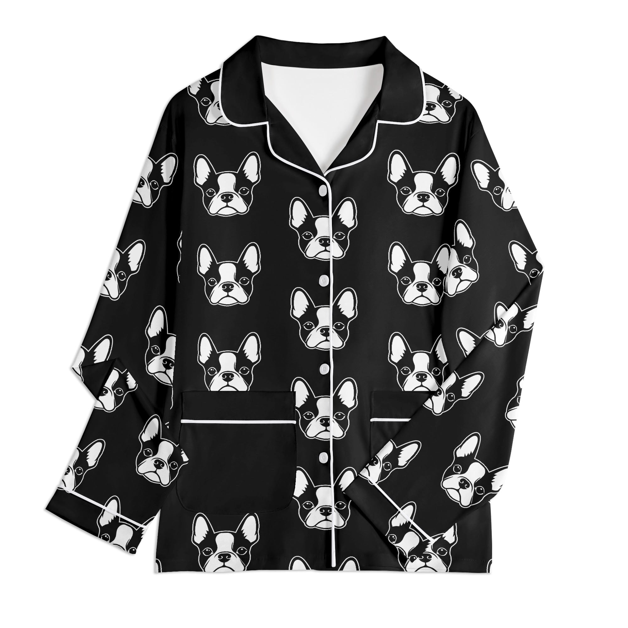 Bostie Faces Childrens Long Sleeve Nightwear Pajama Set with Pockets