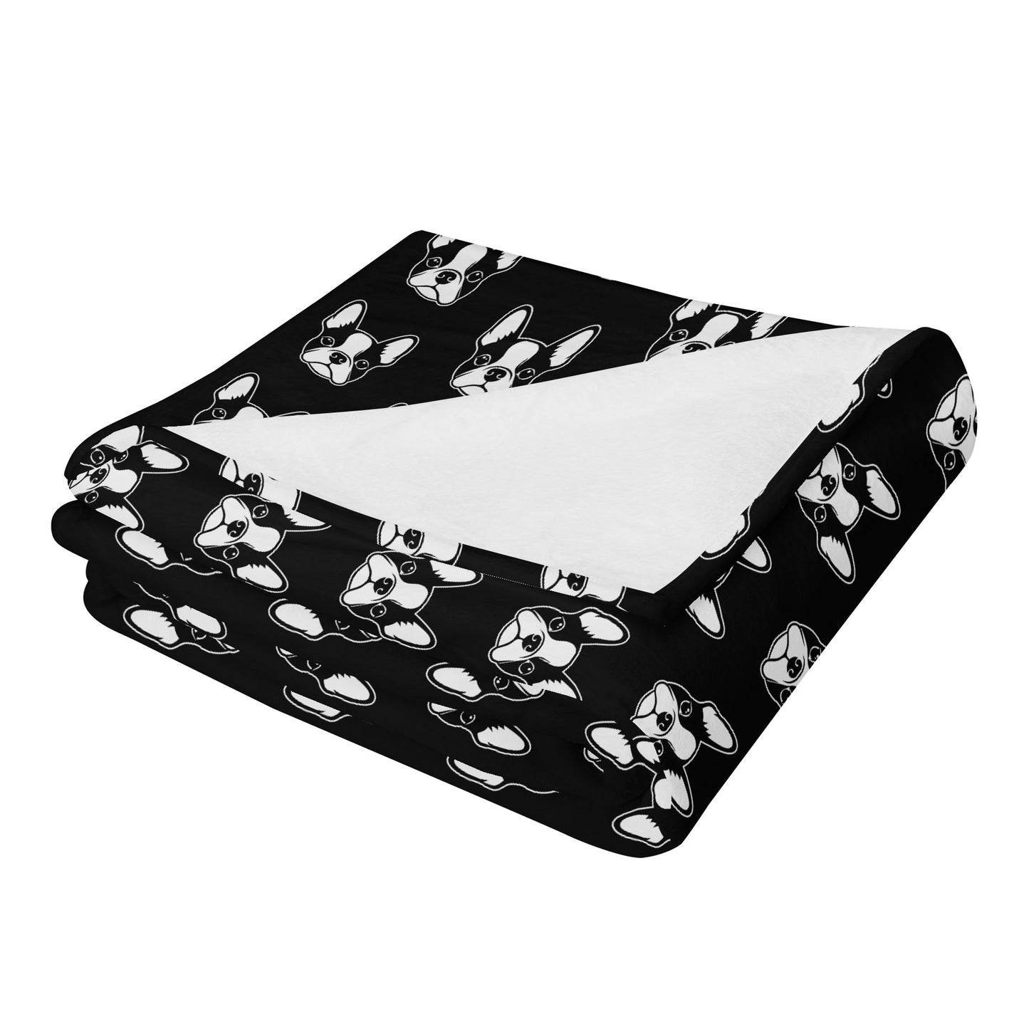 Bostie Faces Flannel Blanket - Black