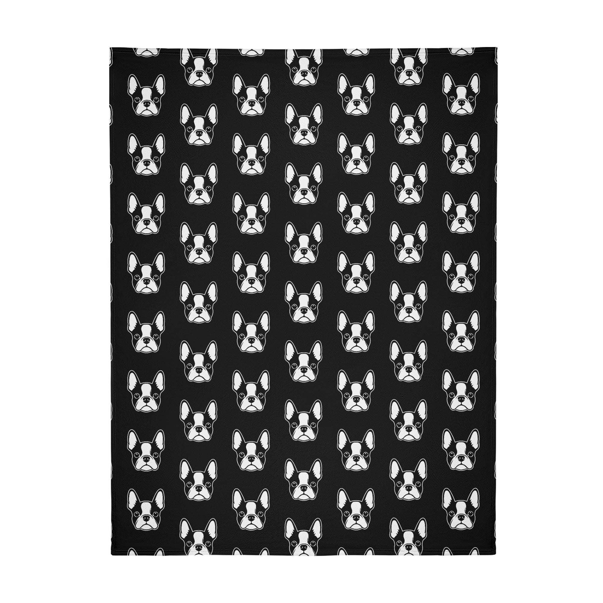 Bostie Faces Flannel Blanket - Black