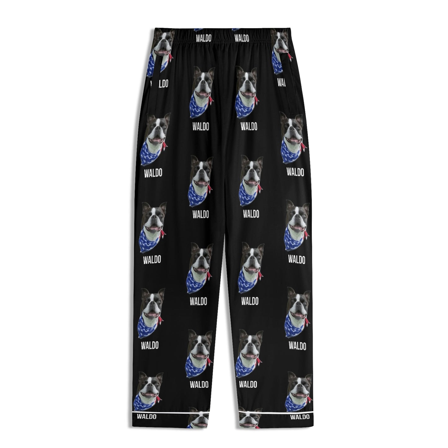 Custom Dog Portrait Childrens Long Sleeve Nightwear Pajama Set Using Dog Photo and Name