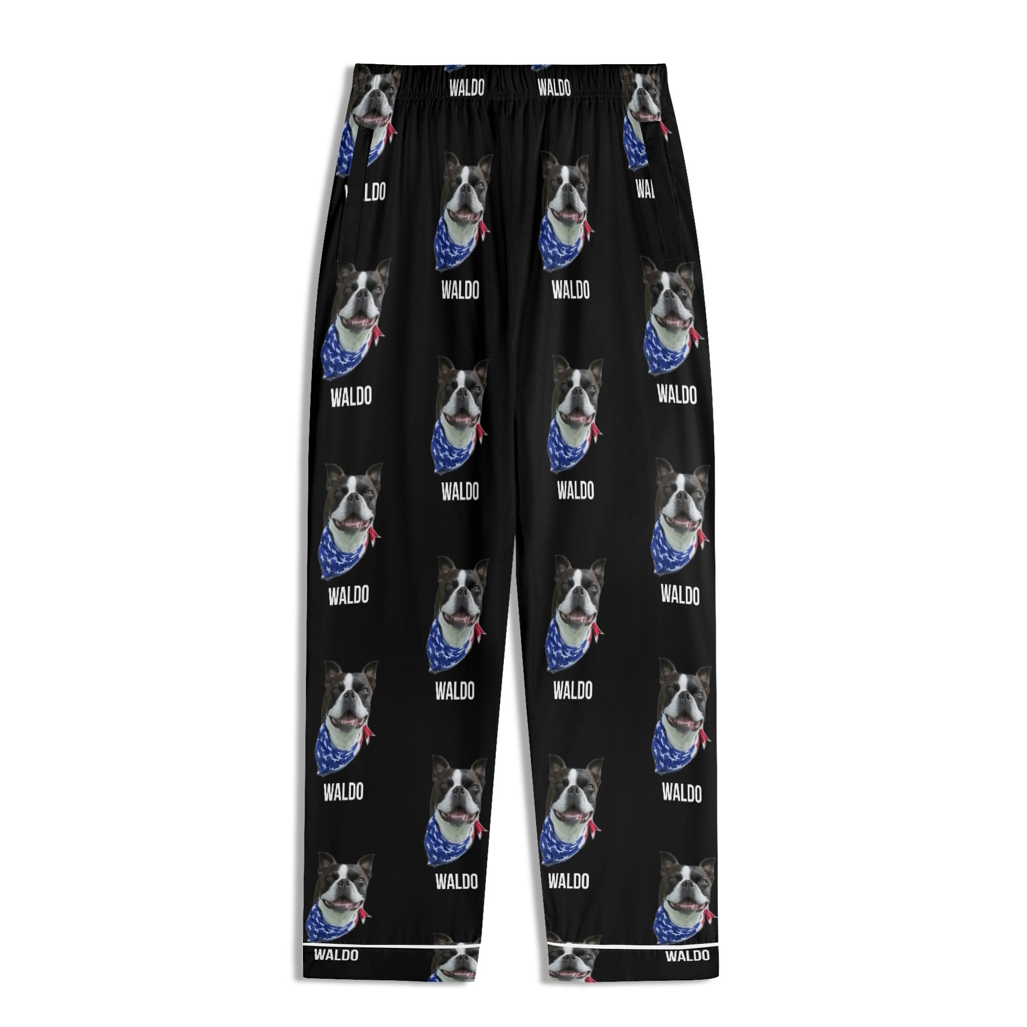 Custom Dog Portrait Childrens Long Sleeve Nightwear Pajama Set Using Dog Photo and Name