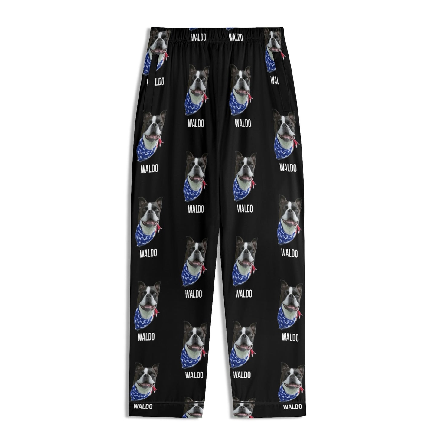 Custom Dog Portrait Childrens Long Sleeve Nightwear Pajama Set Using Dog Photo and Name