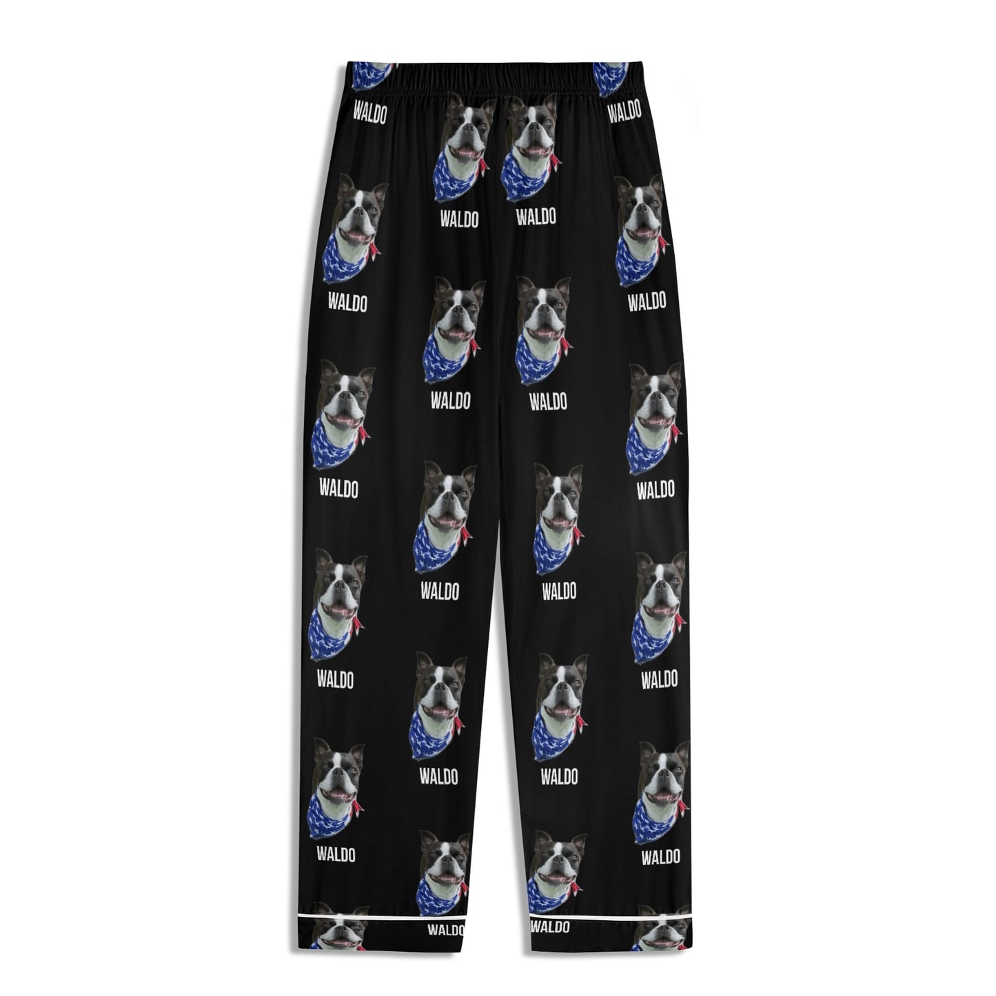 Custom Dog Portrait Childrens Long Sleeve Nightwear Pajama Set Using Dog Photo and Name