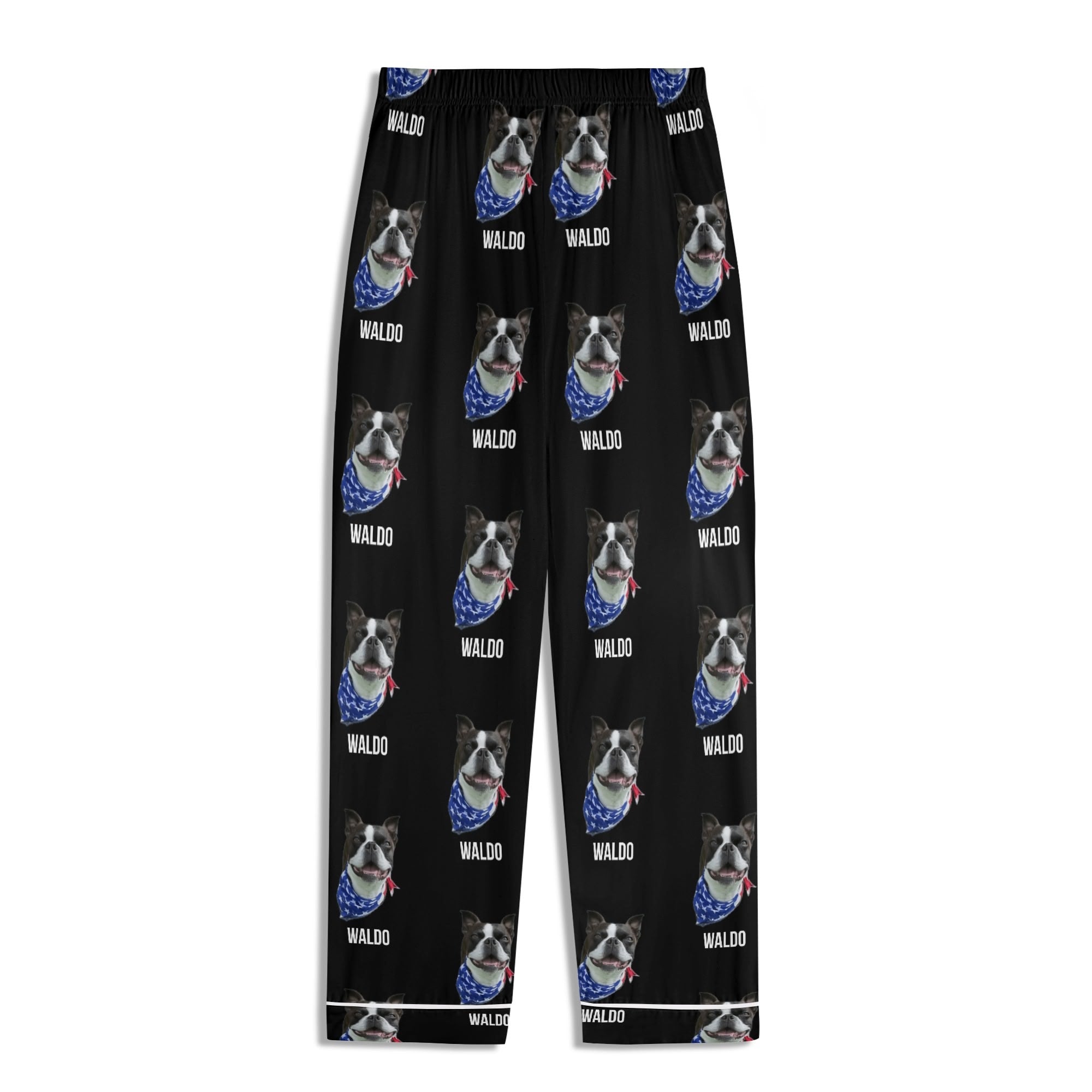 Custom Dog Portrait Childrens Long Sleeve Nightwear Pajama Set Using Dog Photo and Name
