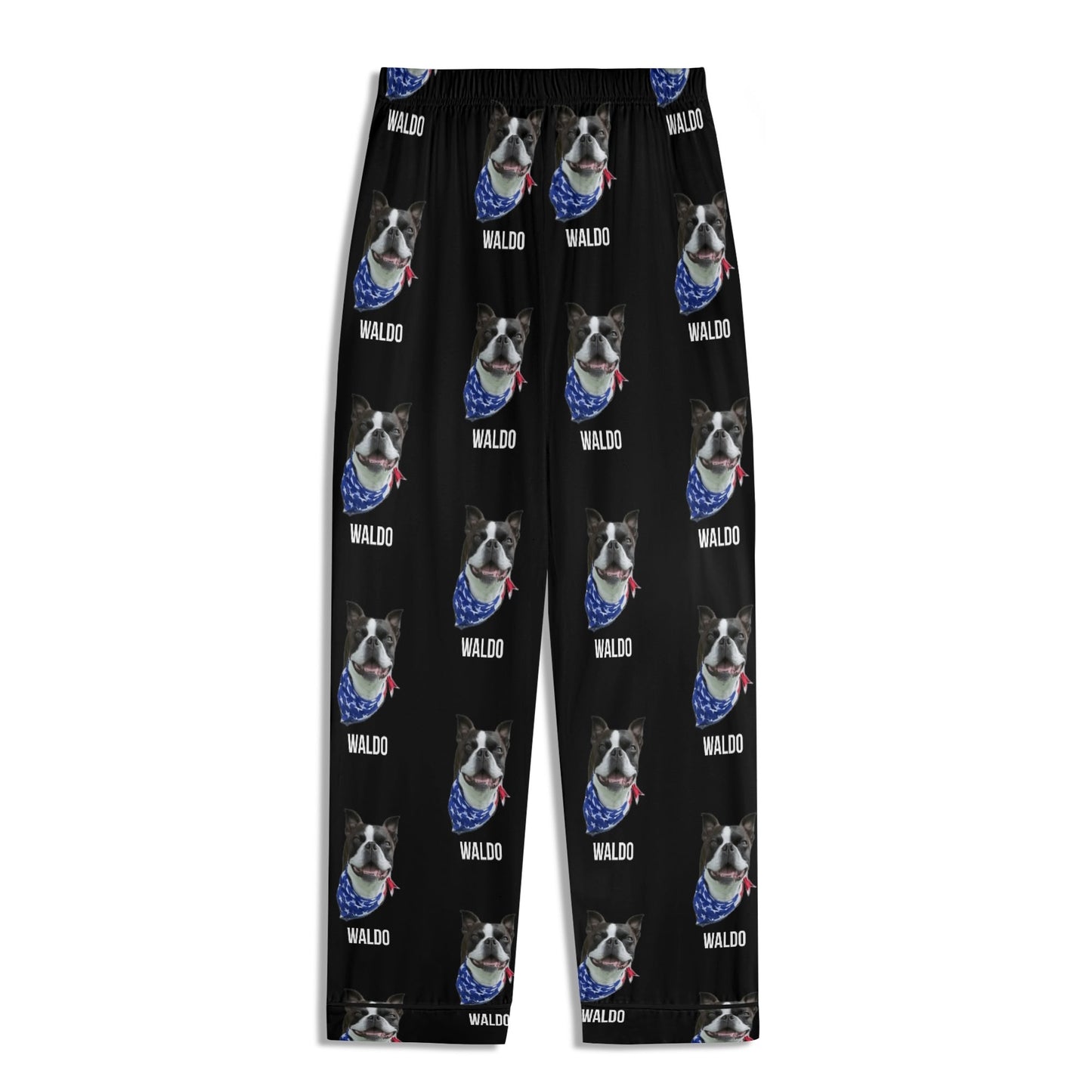 Custom Dog Portrait Childrens Long Sleeve Nightwear Pajama Set Using Dog Photo and Name