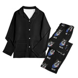 Custom Dog Portrait Childrens Long Sleeve Nightwear Pajama Set Using Dog Photo and Name