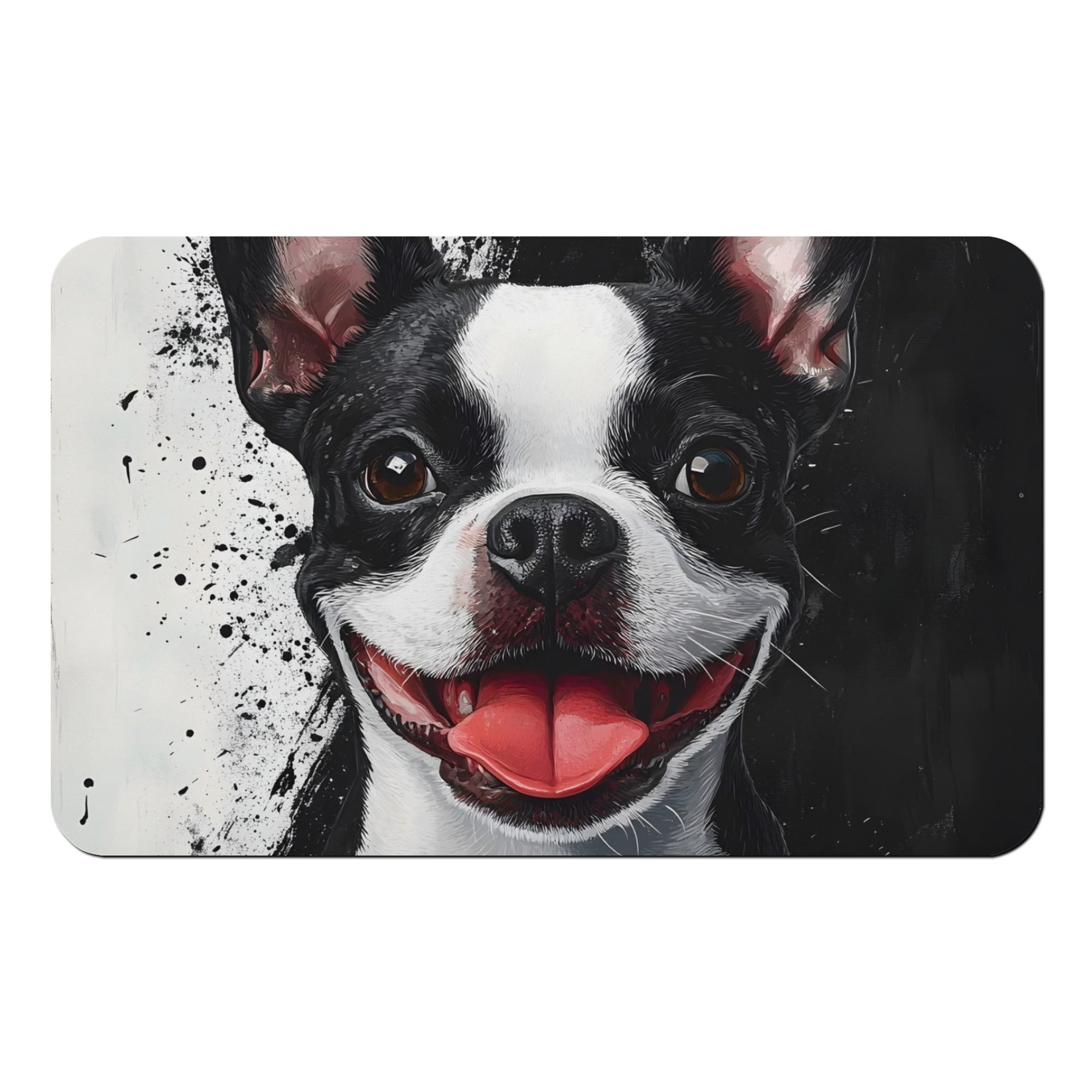Black and White Boston Terrier Art Bath Mat