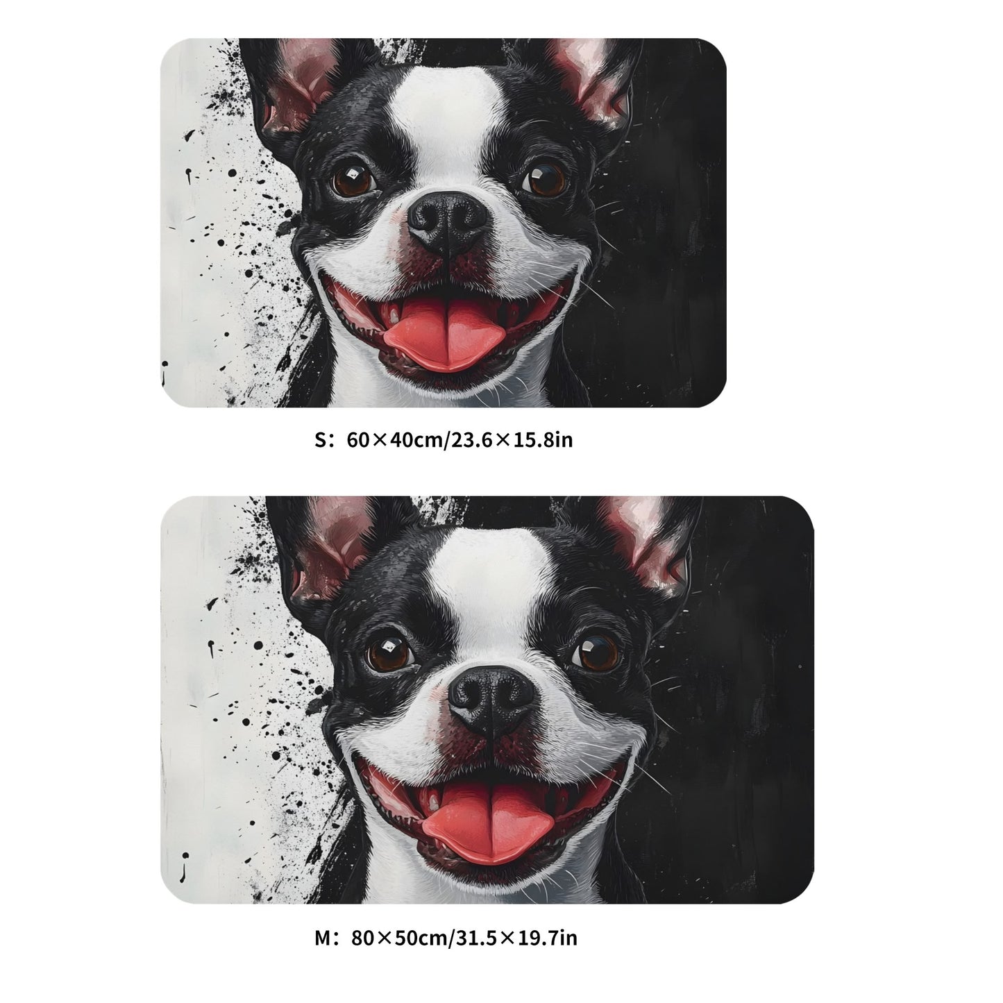 Black and White Boston Terrier Art Bath Mat