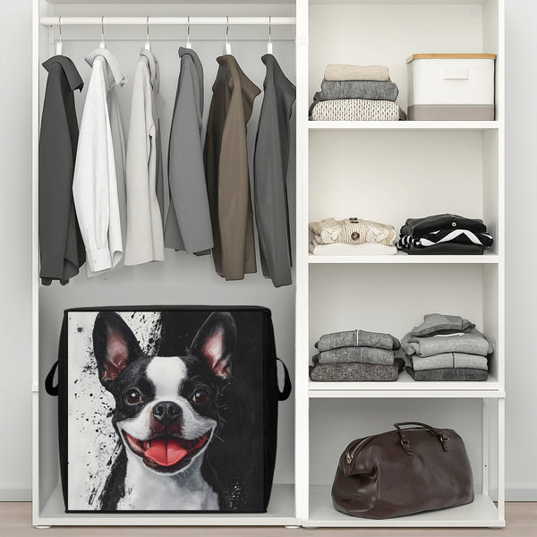 Black and White Boston Terrier Art Storage Box Bag