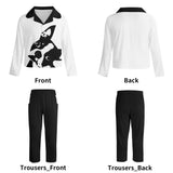 Boston Terrier Dog Head Tilt Kids Collar Design Long Nightwear Pajama Set