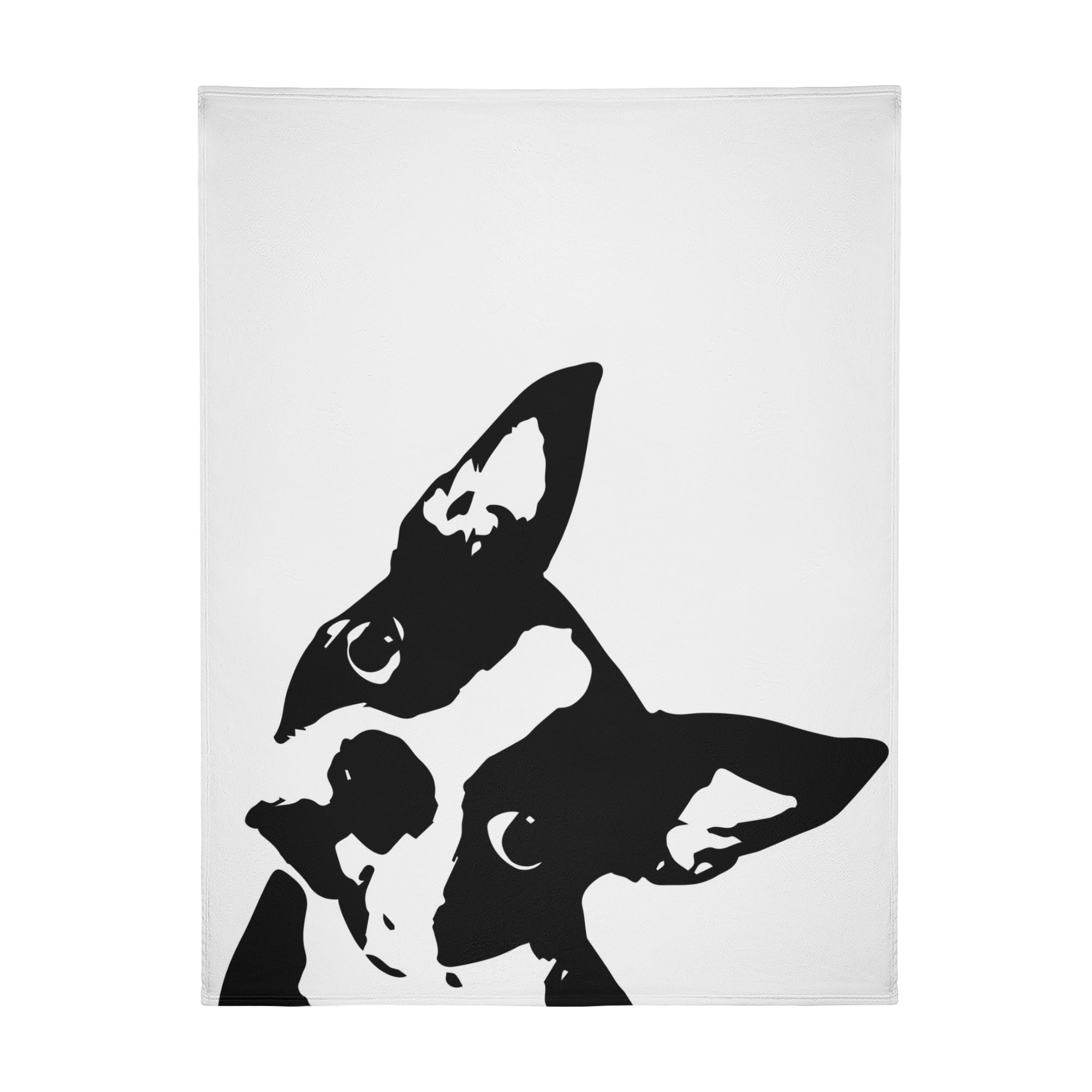 Boston Terrier Head Tilt Flannel Blanket - White