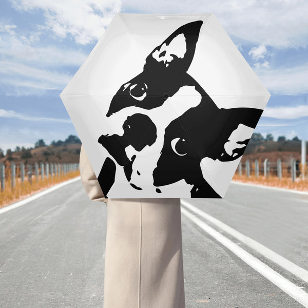 Boston Terrier Dog Head Tilt Auto Open & Close Umbrella