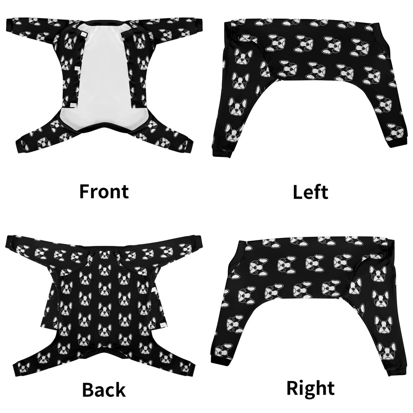 Boston Terrier Dog Faces Dog Pajama - Ultra-Soft and Stretch - Black