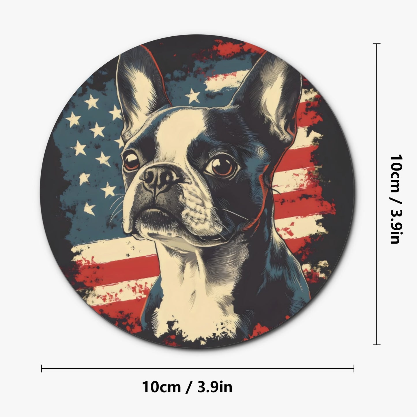 Patriotic Boston Terrier USA Flag Wood Coaster (4 Pcs)
