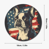 Patriotic Boston Terrier USA Flag Wood Coaster (4 Pcs)