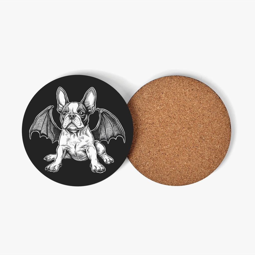 Bat-Winged Boston Terrier Dog Wood Coaster (4 Pcs)