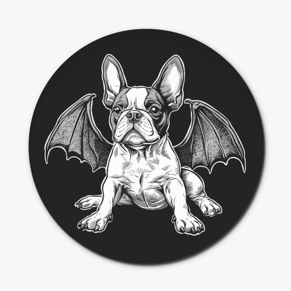 Bat-Winged Boston Terrier Dog Wood Coaster (4 Pcs)