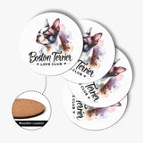 Boston Terrier Love Club Wood Coaster (4 Pcs)