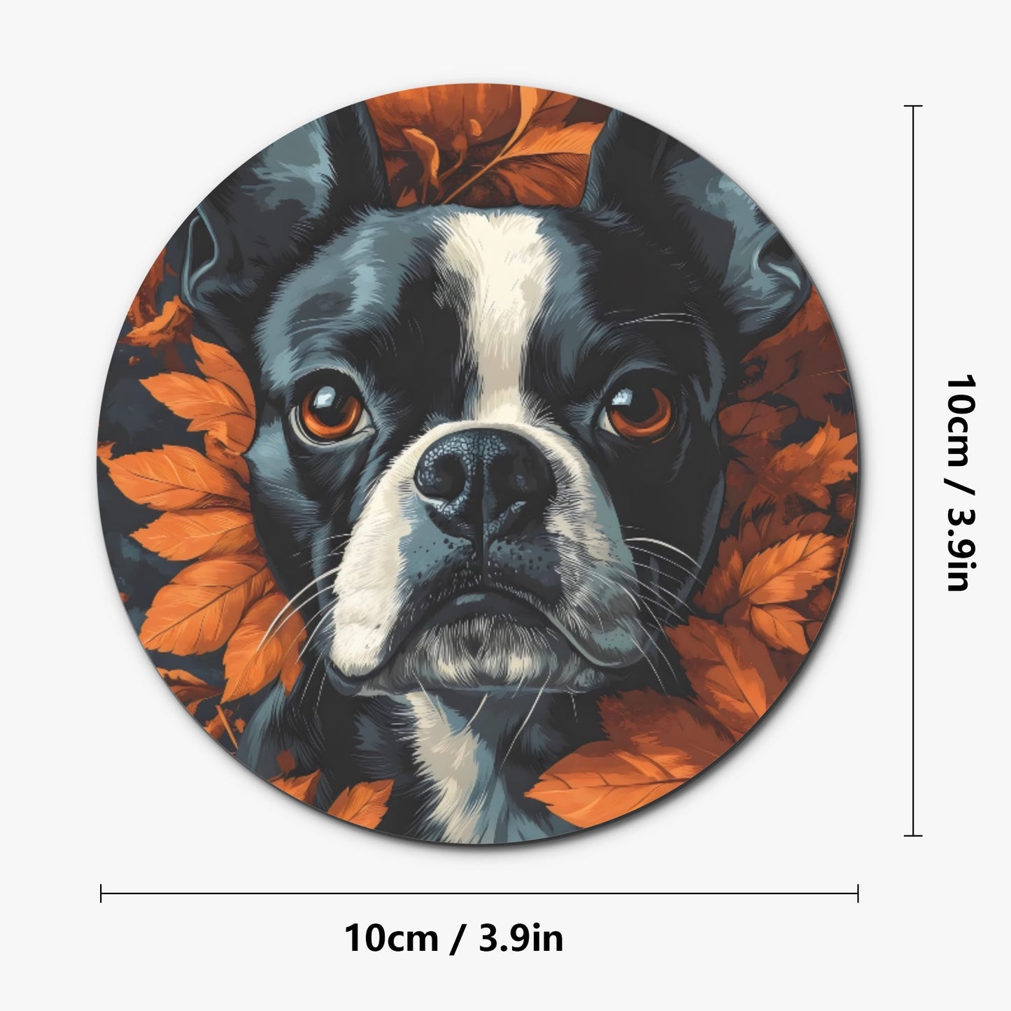 Autumnal Pumpkin Boston Terrier Face Wood Coaster (4 Pcs)