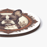 Vintage-Inspired Red Brown Boston Terrier Wood Coaster (4 Pcs)