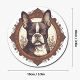 Vintage-Inspired Red Brown Boston Terrier Wood Coaster (4 Pcs)