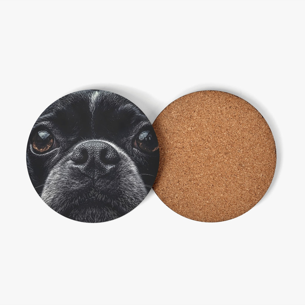 Boston Terrier Dog Face Closeup Wood Coaster (4 Pcs)