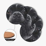 Boston Terrier Dog Face Closeup Wood Coaster (4 Pcs)