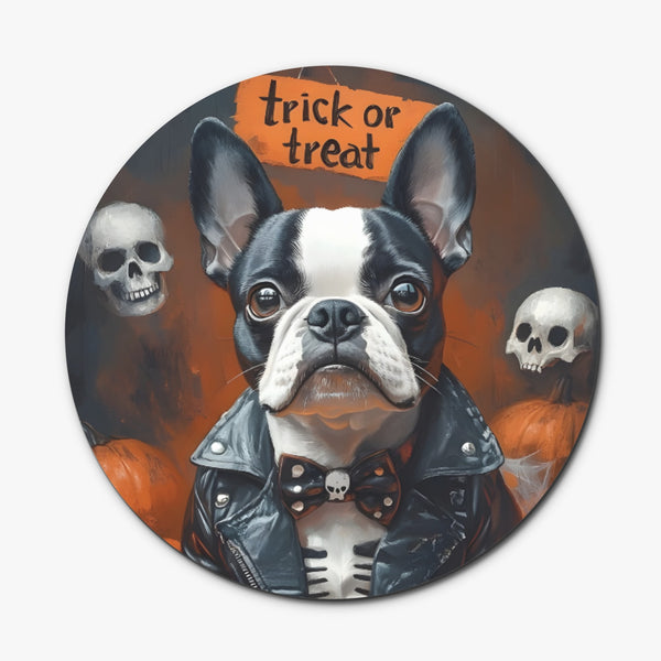 Halloween Boston Terrier Trick or Treat Wood Coaster (4 Pcs)