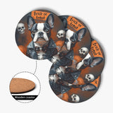 Halloween Boston Terrier Trick or Treat Wood Coaster (4 Pcs)