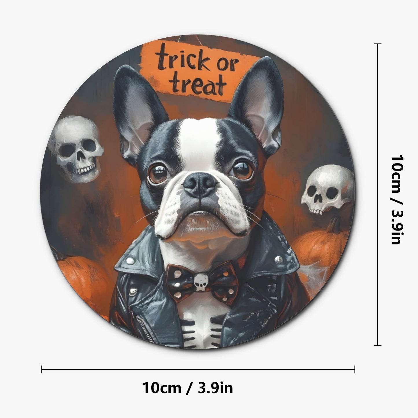 Halloween Boston Terrier Trick or Treat Wood Coaster (4 Pcs)
