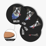 Custom Wood Coaster Using Dog Photo and Name (4 Pcs)