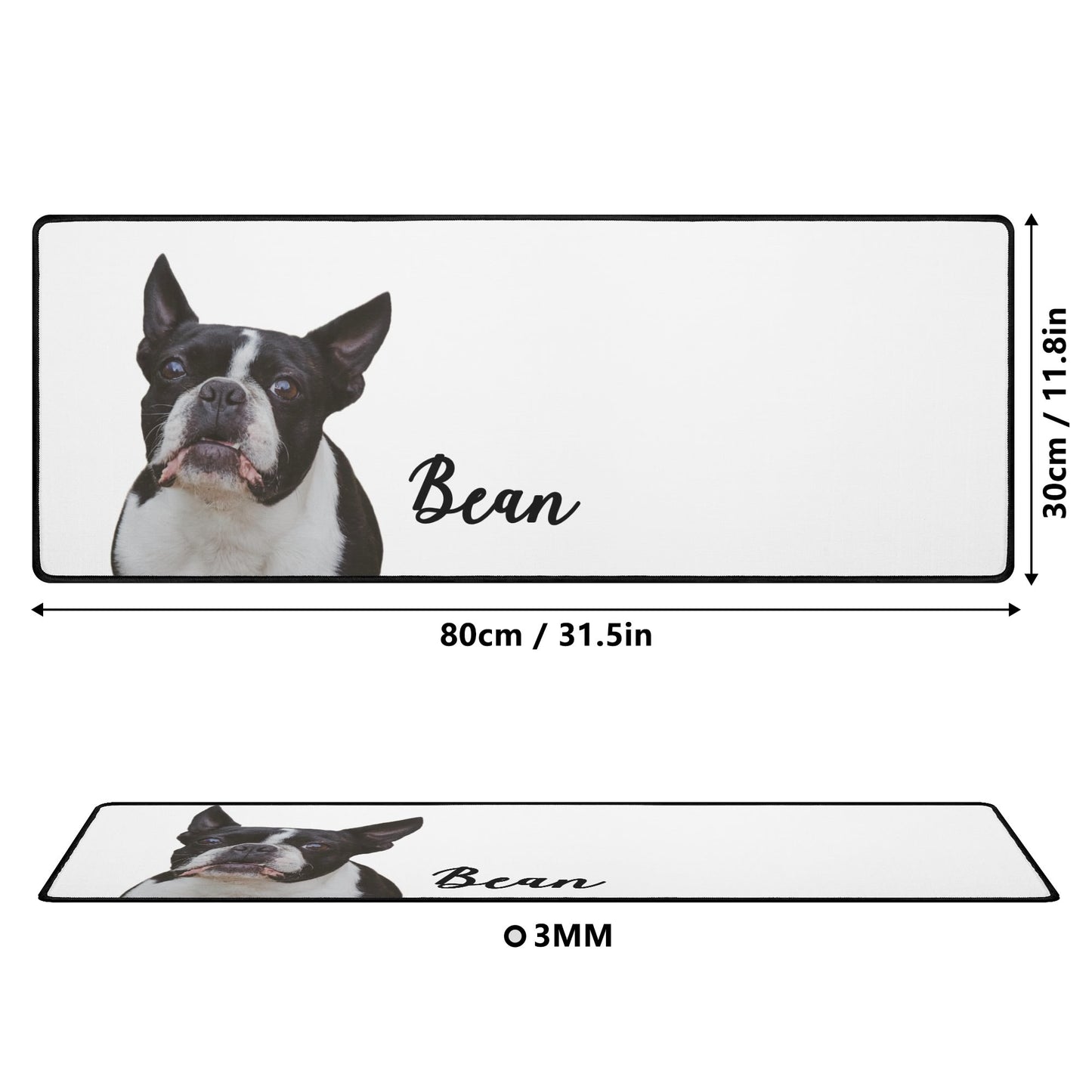 Dog Desk Mat with Custom Portrait Personalized Dog Name Large Mouse Pad
