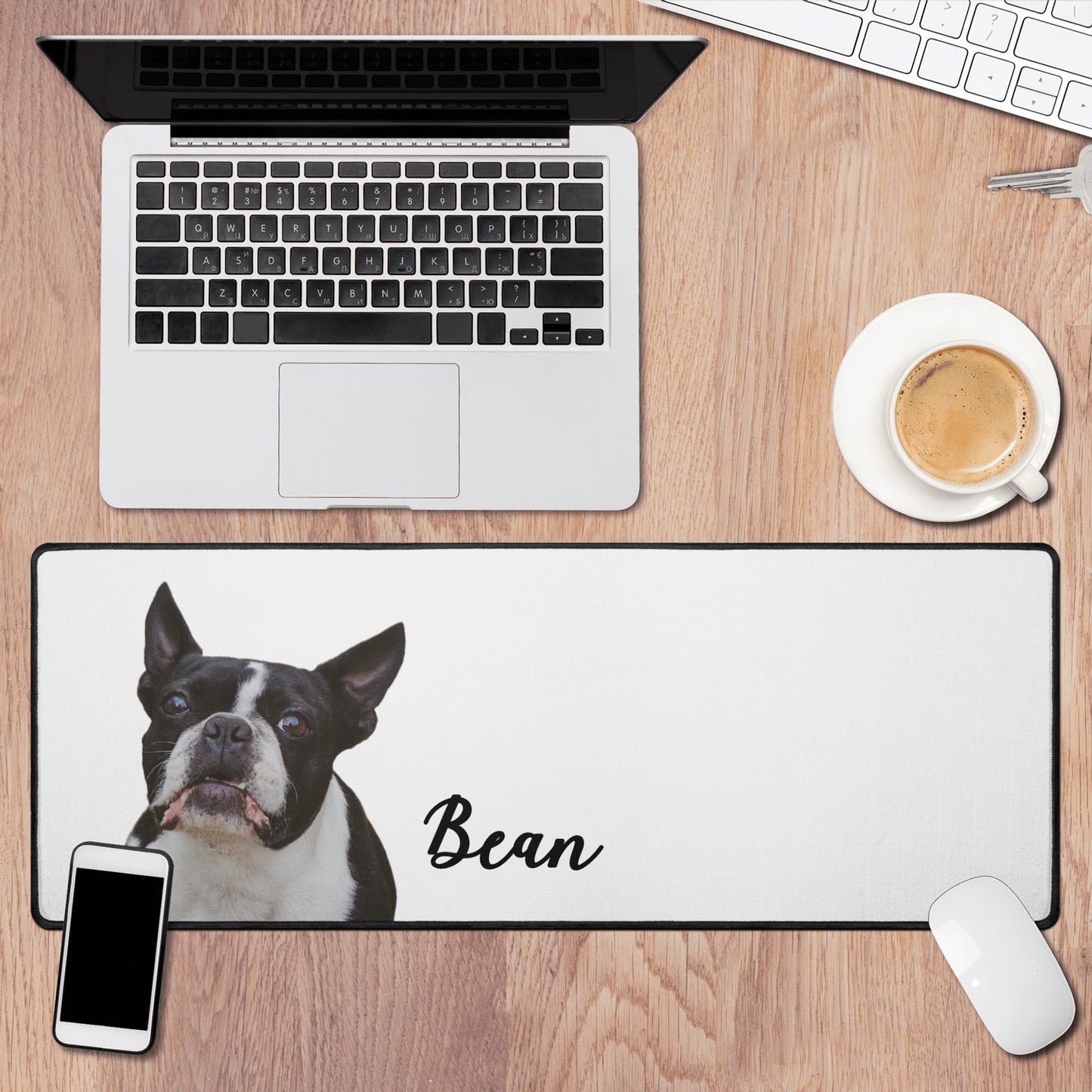 Dog Desk Mat with Custom Portrait Personalized Dog Name Large Mouse Pad