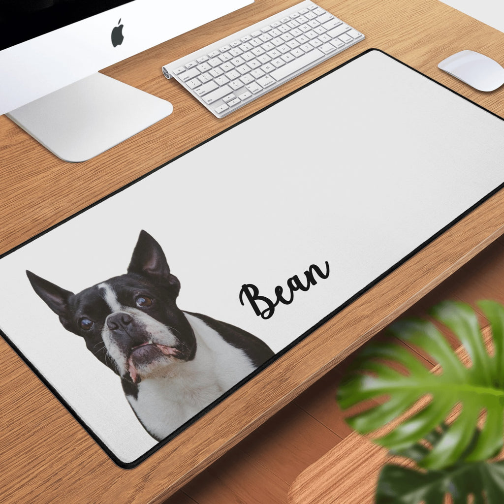 Dog Desk Mat with Custom Portrait Personalized Dog Name Large Mouse Pad