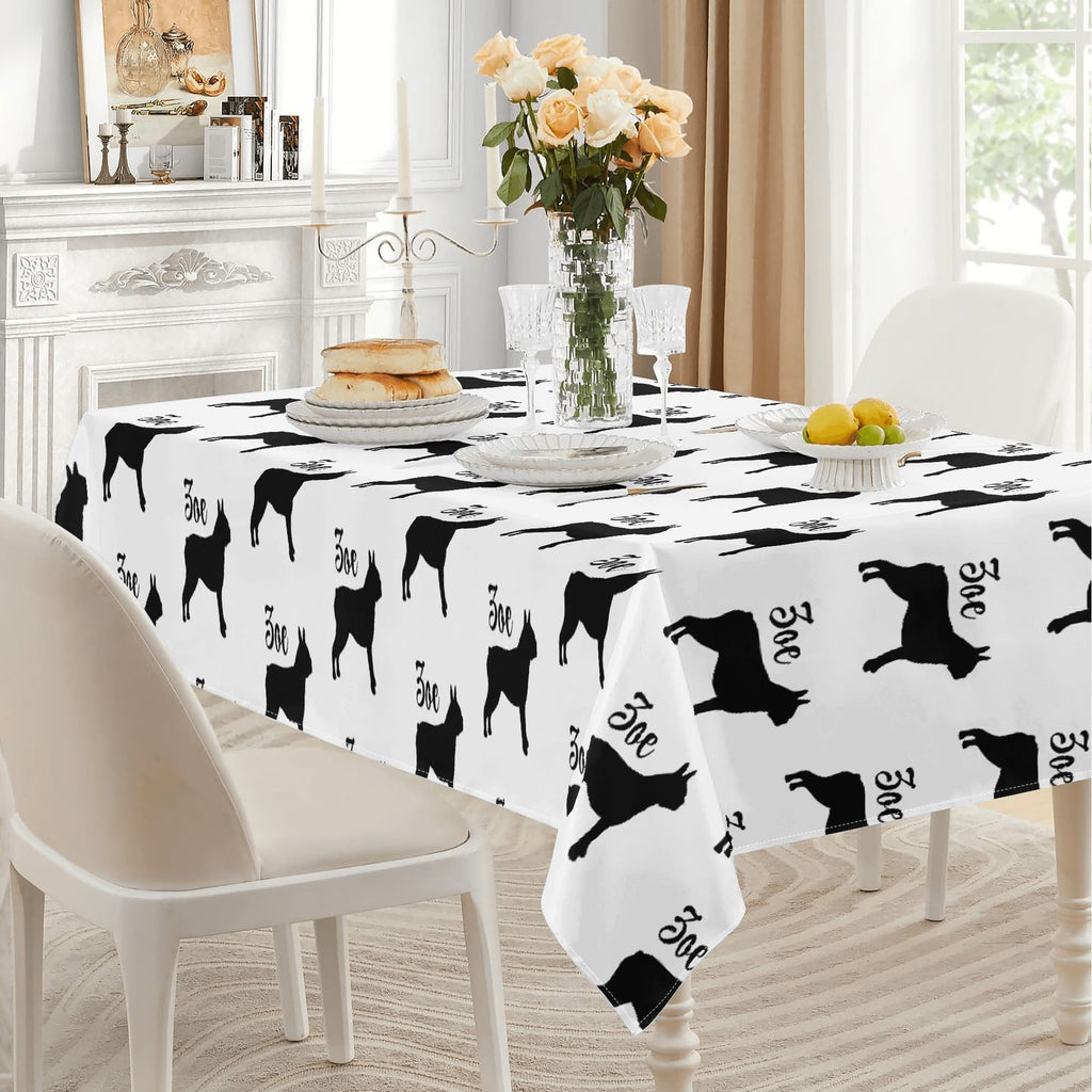 Personalized Boston Terrier Tablecloth with Dogs Name for Birthday Wedding Party