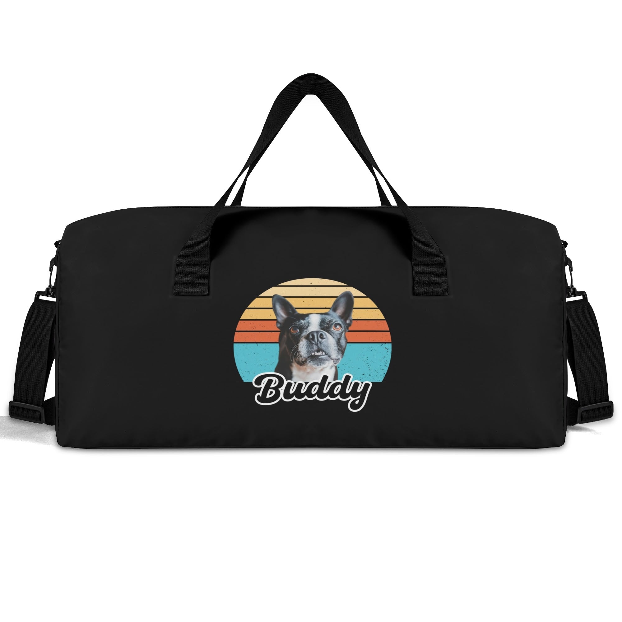 Custom Dog Sunset Vintage Retro Style Duffel Bags Sport Gym . Default Title